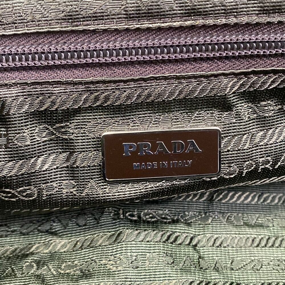 Prada Handbag B11172 Dark Brown Orange Canvas Leather - Picture 9 of 13